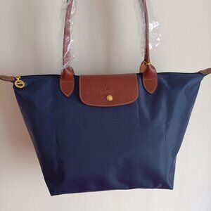 Longchamp Navy and Brown Tote Bag